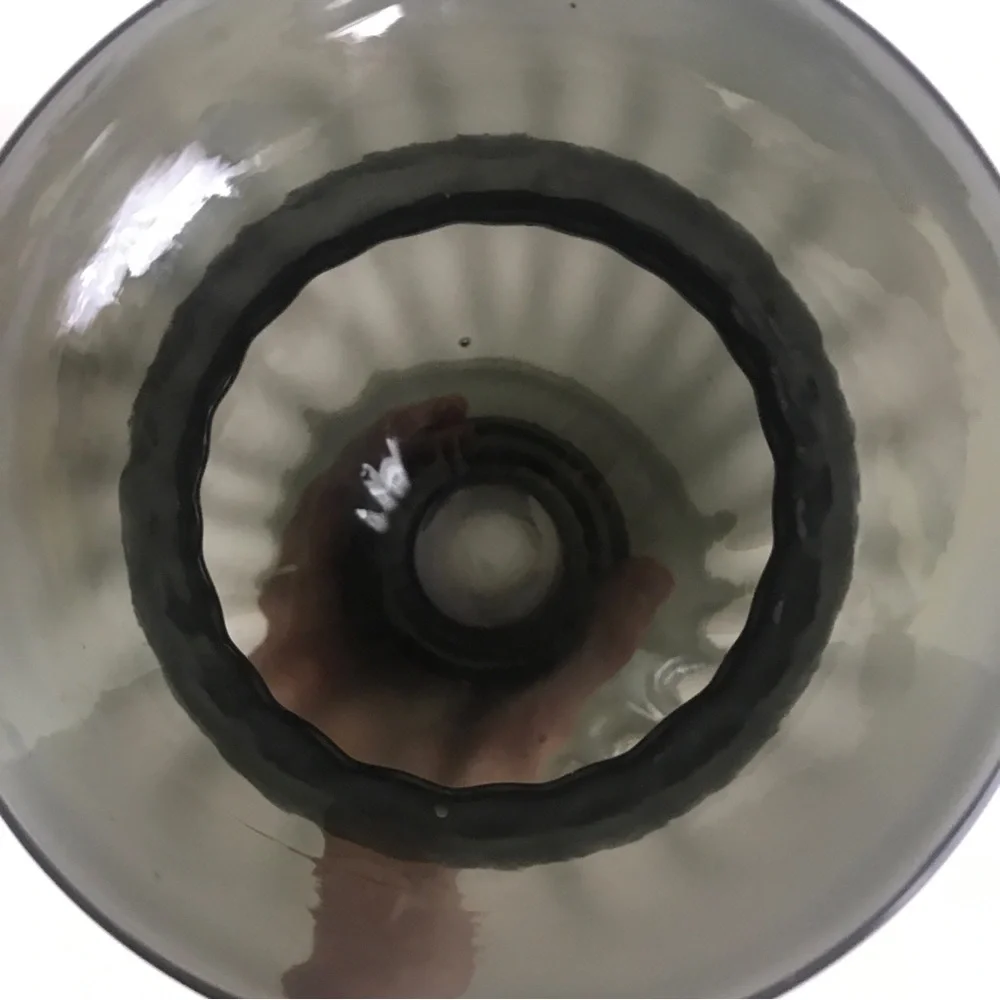 Vintage Wayne Husted Blenko Art Glass Charcoal Gray Ribbed Vase Mid Century